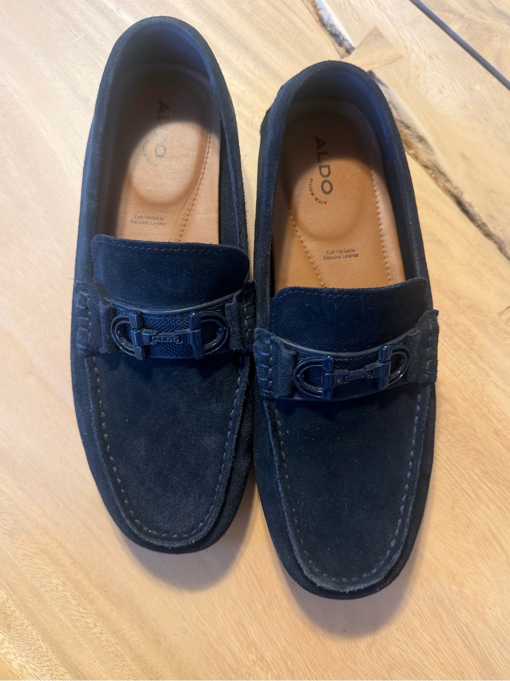 ALDO Men’s Orlovoflexx Navy Suede Bit-Detail Slip-On Loafers